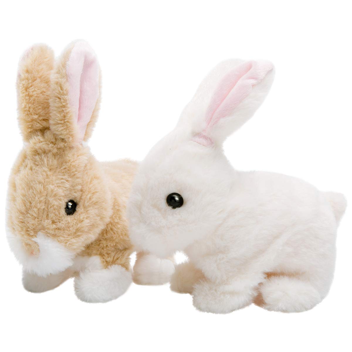 Soft Plush Rabbit Easter Electronic Interactive Toy - Jumping Bunny with Wiggle Ears & Moving Mouth - 7 Inch White Stuffed Animal Gift for Kids - Perfect for Easter Baskets, Birthday Presents & Toddler Playtime