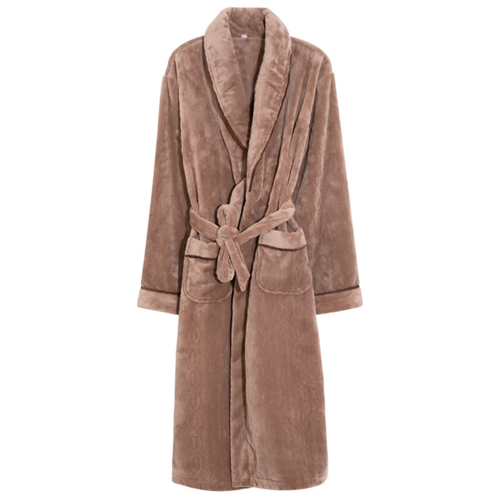 Men's Flannel Bathrobe - Thick Warm Long Robe for Winter & Autumn | Soft Casual Sleepwear & Nightgown | Loose Fit Home Wear for Relaxation | XL Size (Color A) | Perfect for Lounging, Spa Days & Cozy Evenings at Home