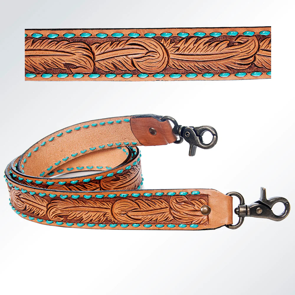 American Darling Feather Turquoise Buckstitch Purse Strap - Stylish Crossbody Bag Accessory for Women, Perfect for Casual Outings & Special Events