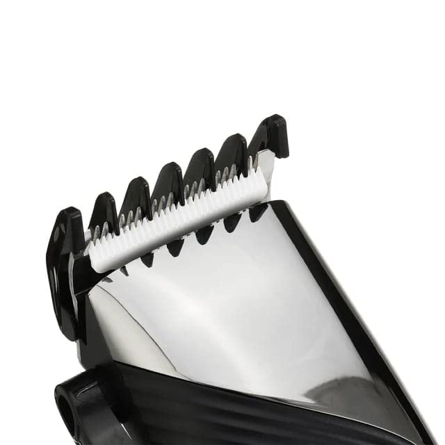 VGR V-121 Professional Hair Clipper for Men - Self-Sharpening Blades, 8 Guide Combs, Scissors & Comb Included - Adjustable Taper Lever for Precision Haircuts - Corded Electric Clipper (Black) - Perfect for Home Barbering, Salon Styling & DIY Haircuts