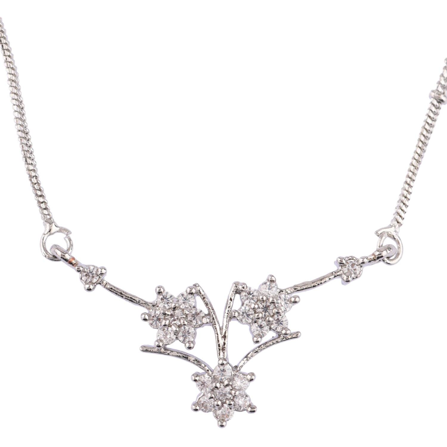 Efulgenz Cubic Zirconia CZ Floral Pendant Necklace for Women - Elegant Silver Chain Jewelry Gift for Her, Perfect Valentine's Day, Anniversary & Birthday Present - Ideal for Date Night, Wedding & Special Occasions