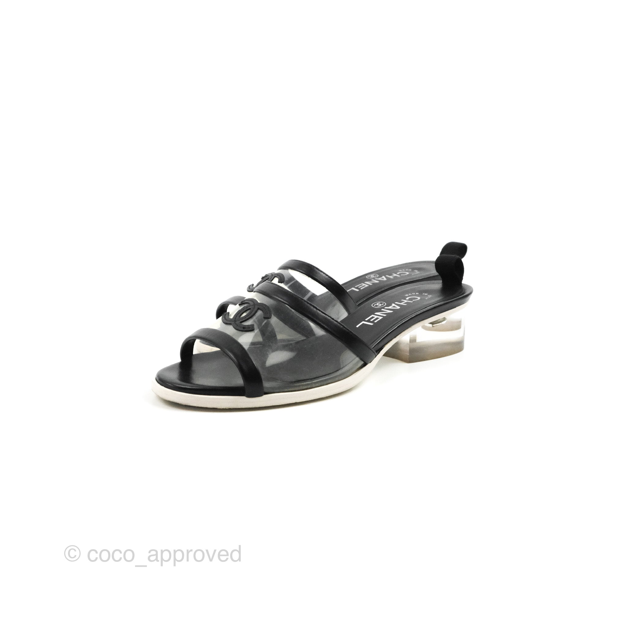 Chanel CC Logo PVC Slide Sandals for Women - Black | Size 35.5 | Comfortable Summer Beach Slides | Perfect for Poolside, Vacation & Casual Outings