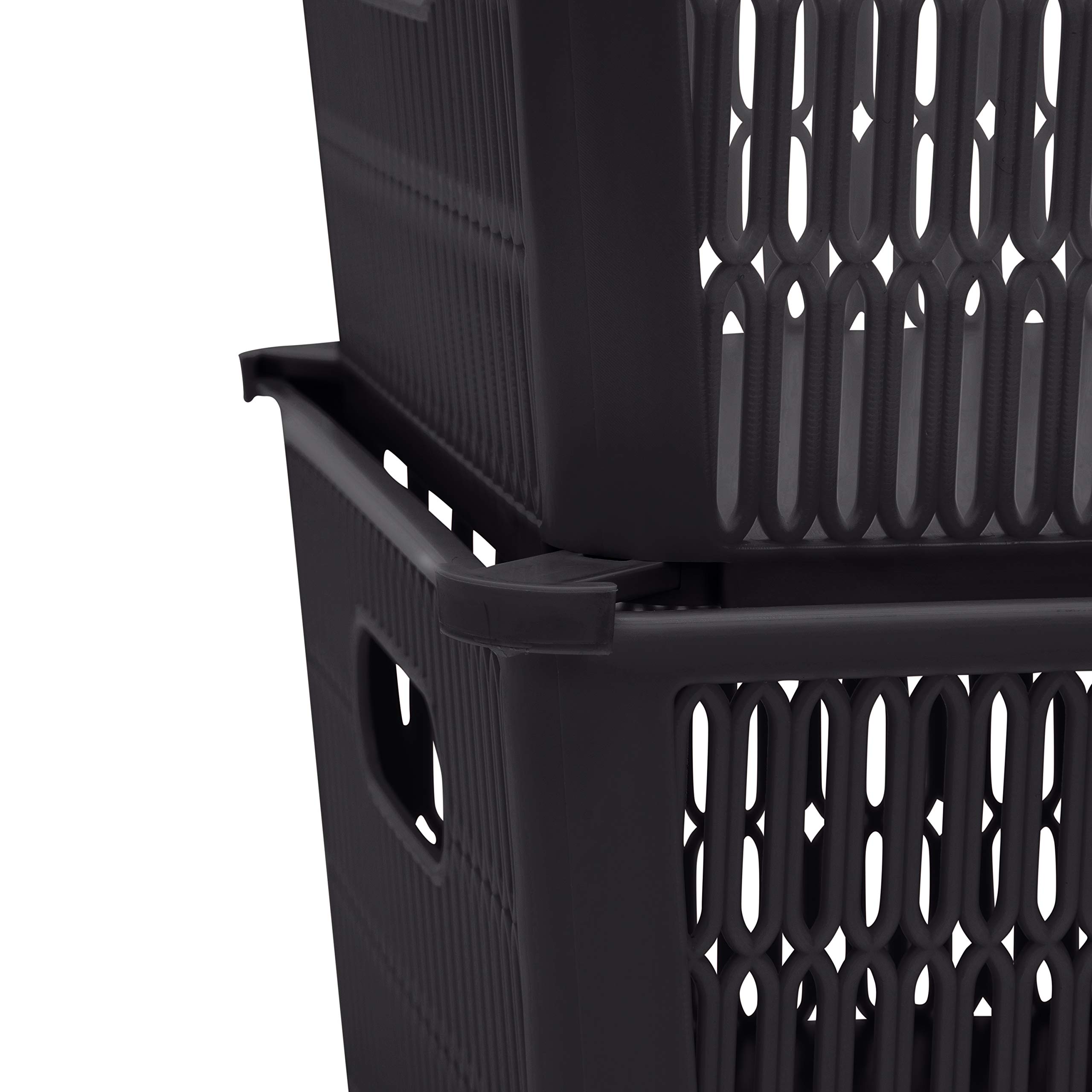 Simplify 2-Pack Large Slide & Stack It Tote Baskets - Versatile Storage & Organization Bins with Stackable Design for Bathroom, Craft Room, Pantry, Playroom & Office - Perfect for Home Organization & Decluttering (Black)