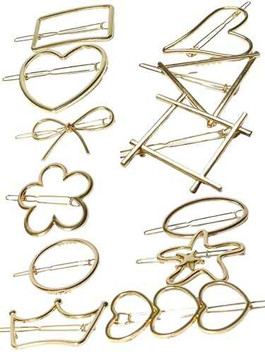 12 Pack Stylish Metal Hair Clips for Women and Girls - Korean Barrette Hairpins for Everyday Use, School, Work, and Special Occasions