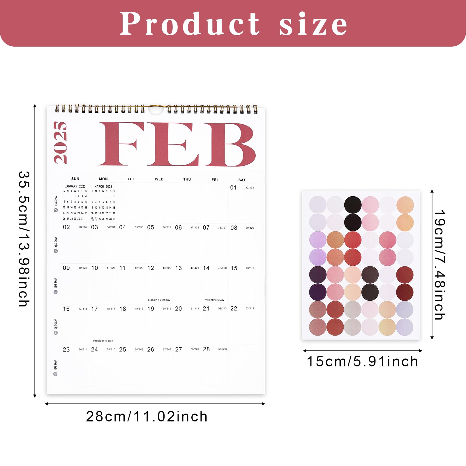 BORN FAIR 2024-2025 Wall Calendar - 18 Month Planner from July 2024 to December 2025 with Julian Dates, Large 14
