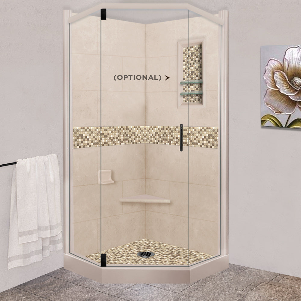 Neo Angle Brown Sugar Sistine Stone & Roma Mosaic Accent Tile - DIY Shower Remodel Kit for Bathroom Renovation | Waterproof & Easy to Install Backsplash