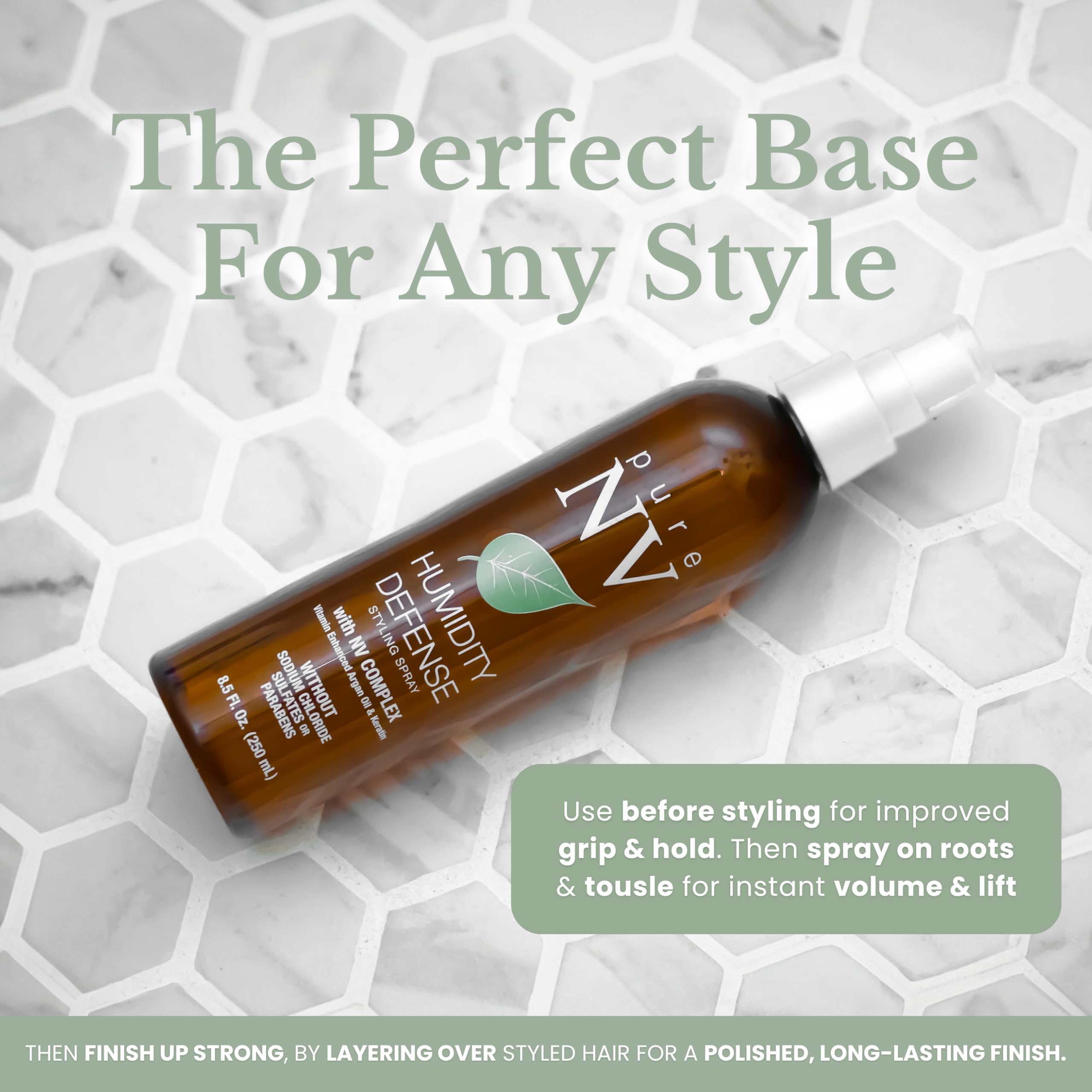 Humidity Defense Hairspray with Keratin, Collagen & Argan Oil - Anti-Frizz, Moisture Repellent & Hair Repair Treatment (8.5oz) for Salon-Quality Styling & Humidity Protection