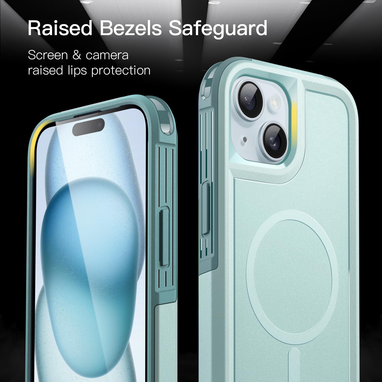 JETech Magnetic Case for iPhone 15 Plus 6.7-Inch | Heavy Duty Dual-Layer Rugged Protection | MagSafe Compatible | Shockproof & Durable Cover (Mint Green) - Perfect for Outdoor Adventures, Work & Daily Use