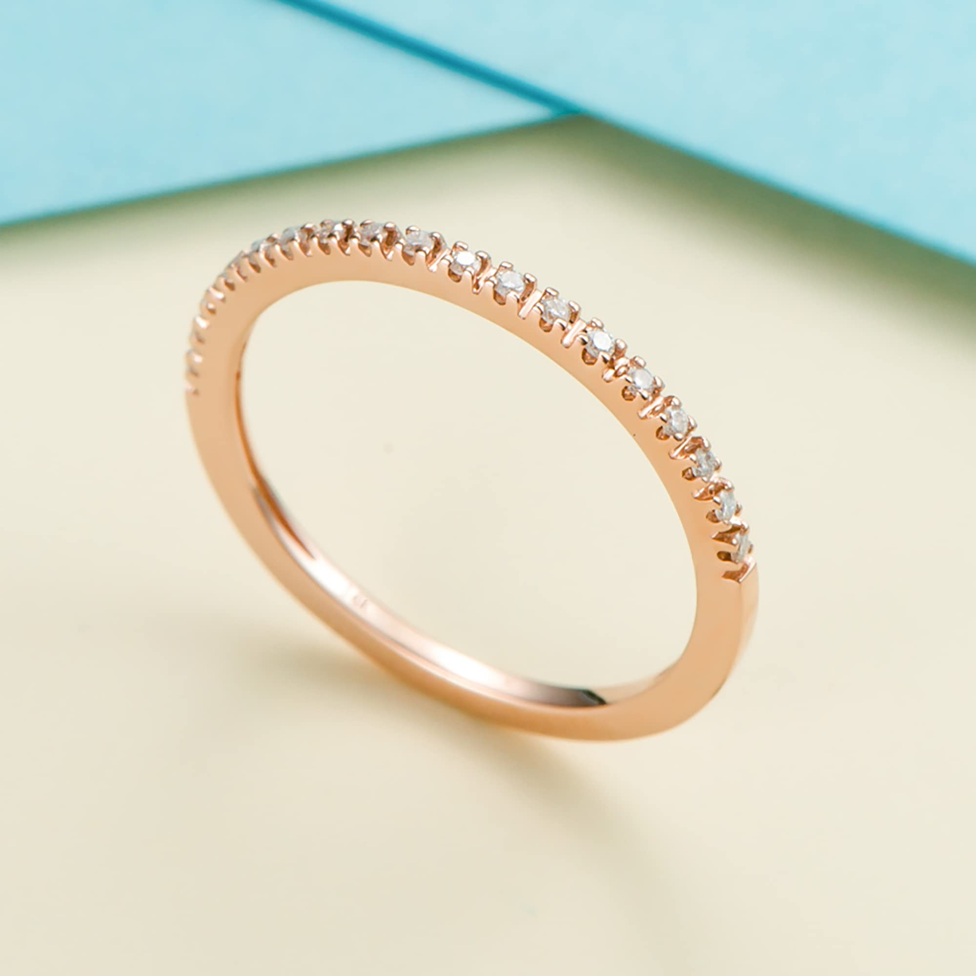 14K Solid Gold Moissanite Eternity Wedding Band for Women - 1.5mm Thin Stackable Ring, Durable 14K Gold Wedding Ring Set, Perfect for Bridal, Anniversary, Engagement & Everyday Elegance