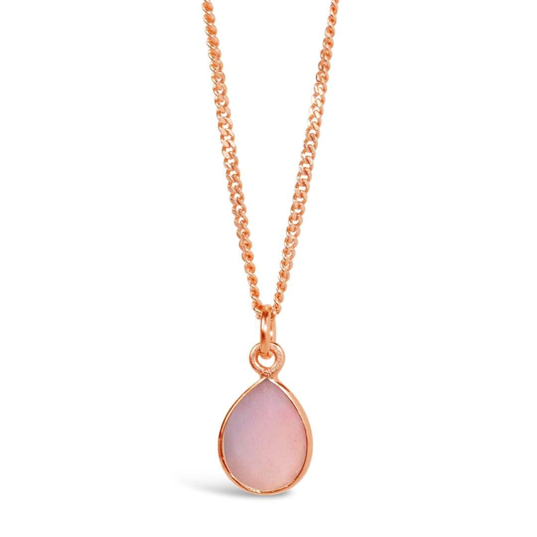 Pink Opal Charm Necklace in Rose Gold | October Birthstone Jewelry | Perfect Gift for Women, Birthday, Anniversary & Special Occasions