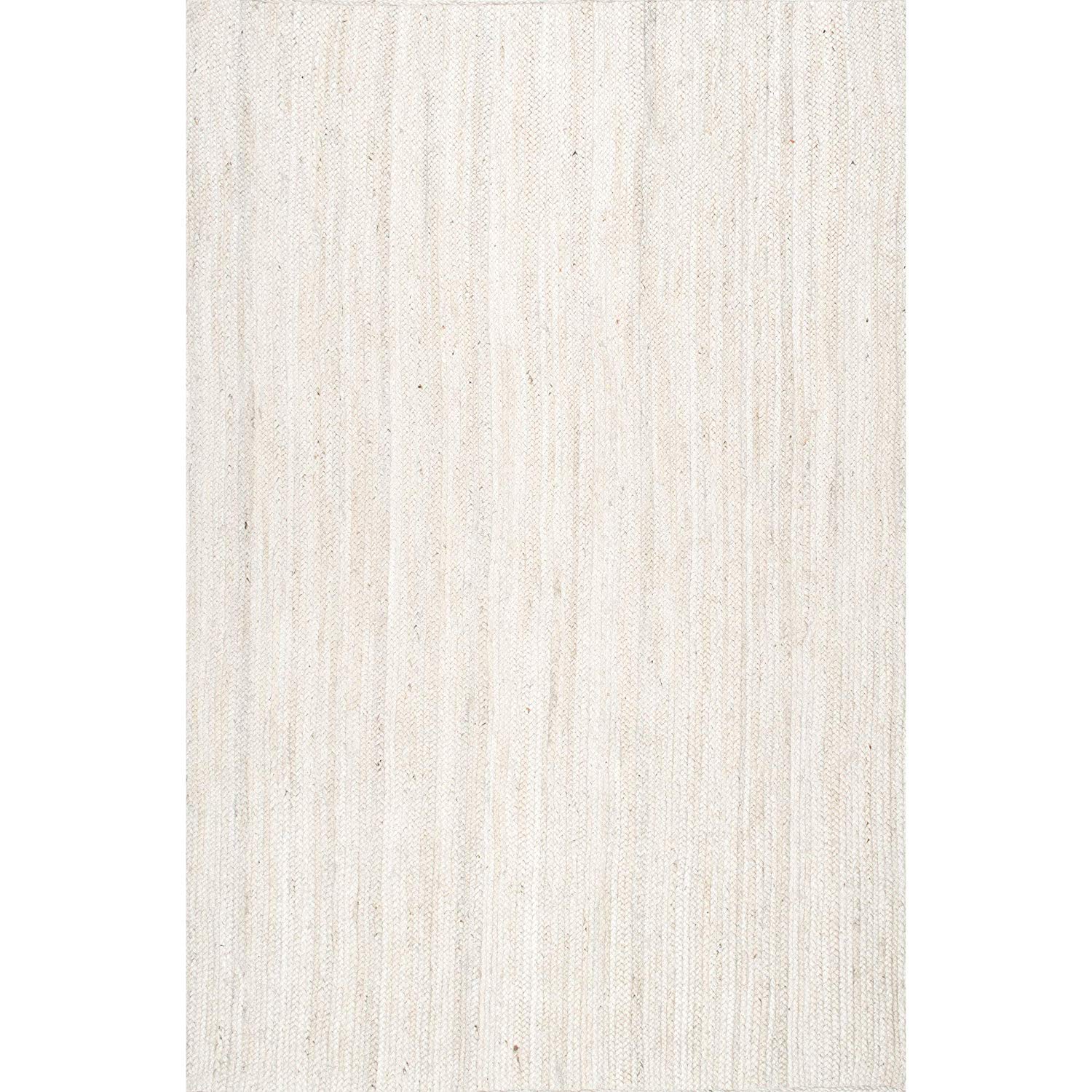 Handwoven Jute Area Rug - Natural Braided Rectangle Farmhouse Rug for Living Room, Bedroom, Kitchen (7x10 Feet, Off White) | Eco-Friendly Home Decor & Cozy Floor Mat for Family Gatherings