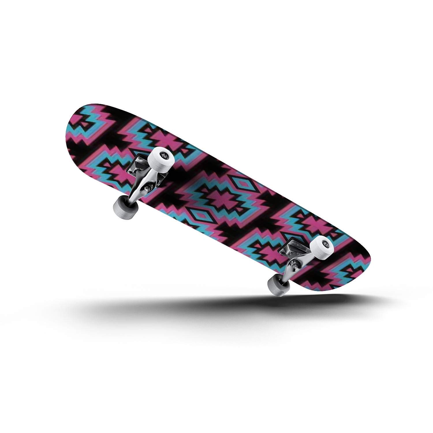 Vector Seamless Ethnic Pattern Skateboard | American Indian Motif Longboard | Classic Concave Deck for Beginners & Pros | Extreme Sports Gear | Cool Teen Gifts for Skate Parks & Street Riding