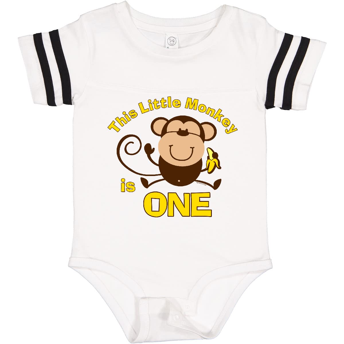 Inktastic Little Monkey 1st Birthday Bodysuit for Baby Boys - Cute Monkey Outfit for 1 Year Old Birthday Party, Photo Shoot & Special Occasions