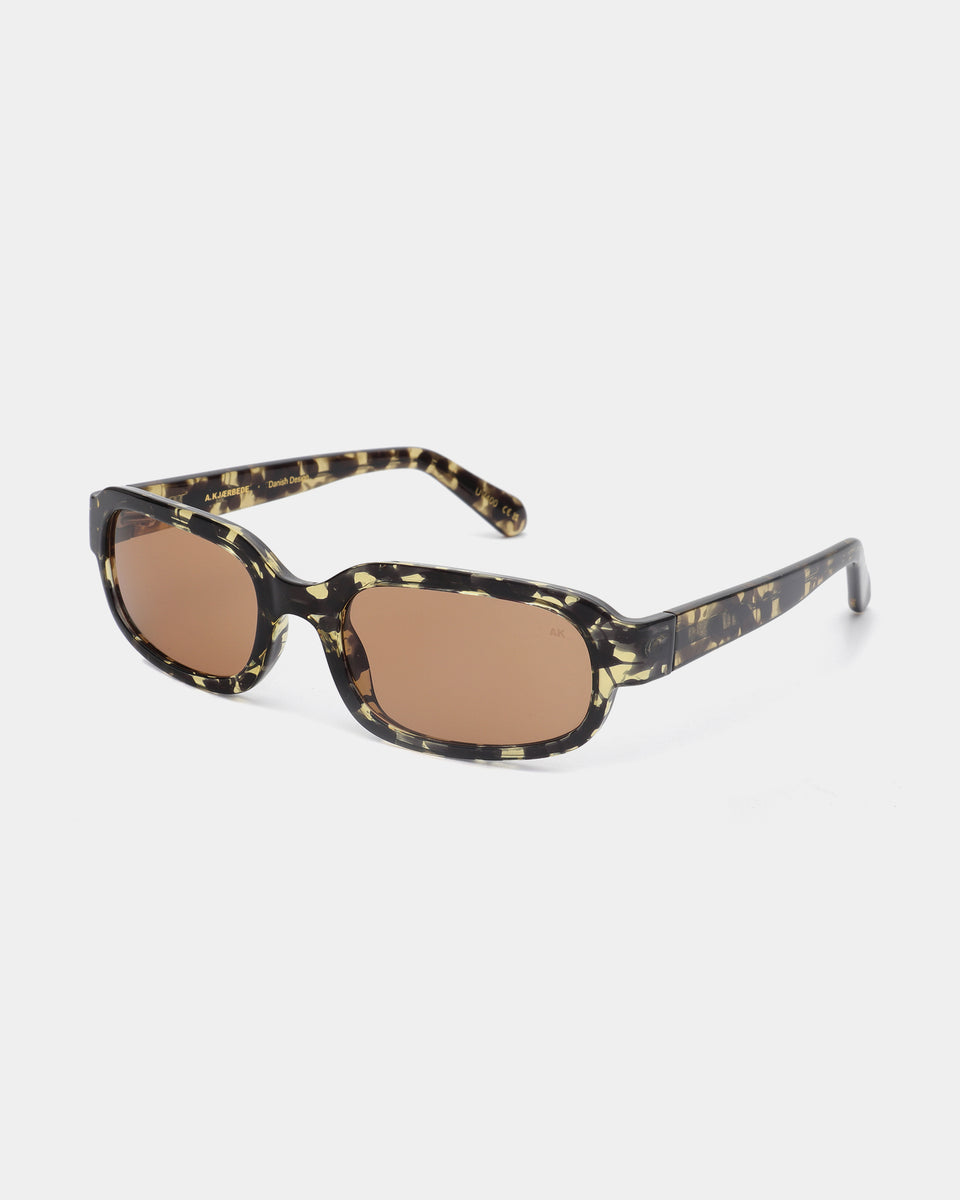 A. Kjaerbede Black/Yellow Tortoise Sunglasses - Stylish UV Protection for Outdoor Activities & Fashion