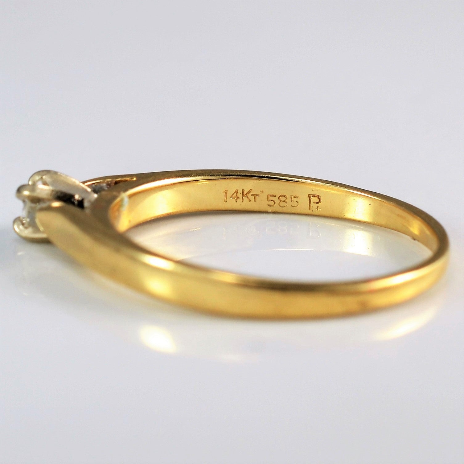 14K Gold Tapered Solitaire Engagement Ring - 0.10ct Round Cut Diamond, Size 6.25 - Perfect for Proposals, Anniversaries & Special Occasions