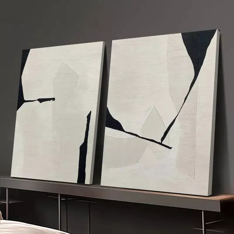 2-Piece Black & Beige Wabi Sabi Style Canvas Wall Art Set - 50x75cm High Quality Framed Print | 100% Australian Made | Ready to Hang | Perfect for Living Room, Bedroom & Office Decor
