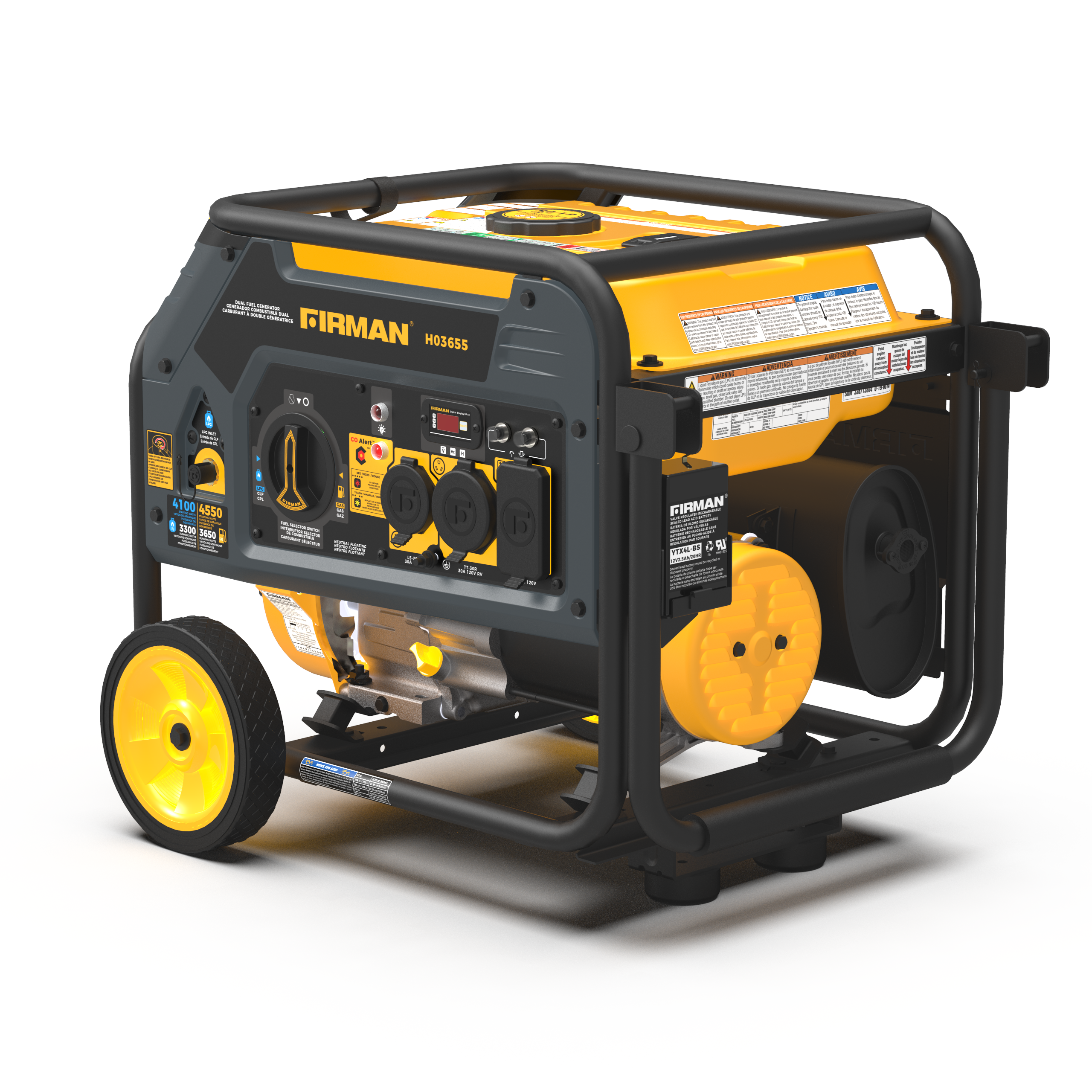 4550W/3650W Dual Fuel Portable Generator with Recoil Start - Perfect for Camping, Emergency Power & Outdoor Events