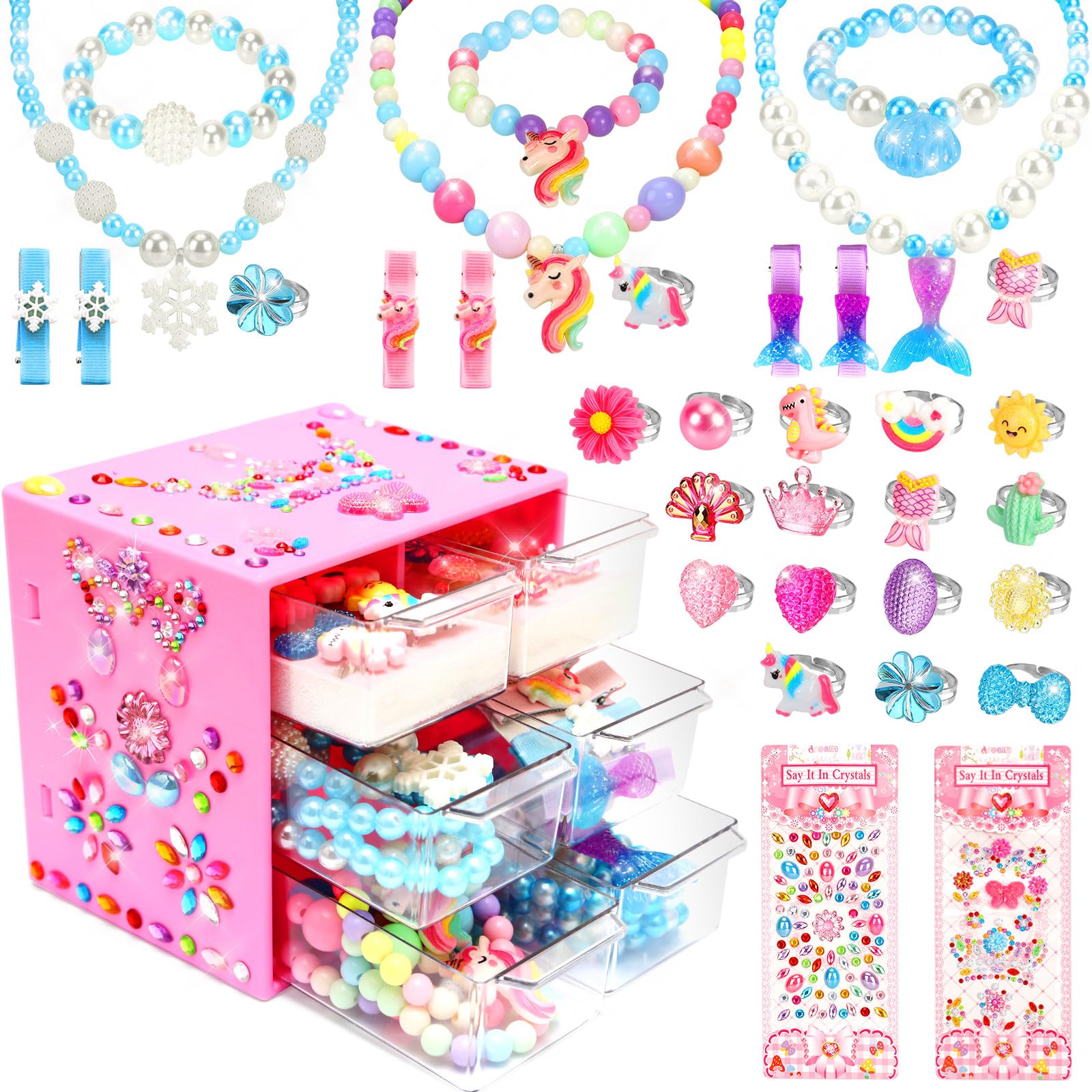 **Lovely Princess Jewelry Toy Set for Girls Age 3-10 - Sparkling Rings & Dress Up Accessories - Perfect for Birthday, Easter & Unicorn Themed Gifts - Great for Pretend Play, Tea Parties & Princess Dress Up**