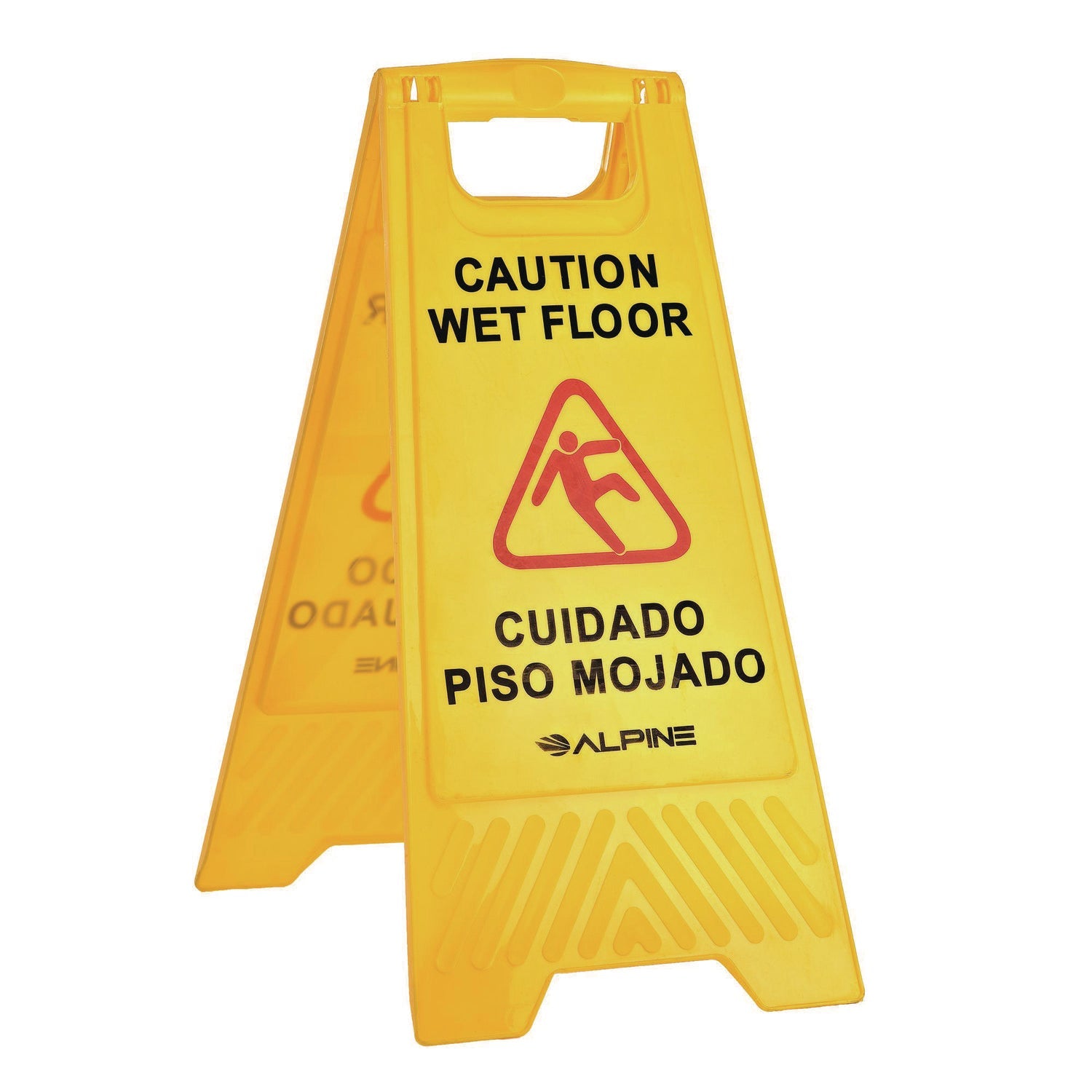Alpine Industries Bilingual Caution Wet Floor Sign - 11.8 x 0.7 x 24.6 Inches, Yellow, 3-Pack - Ideal for Restaurants, Hotels & Public Spaces