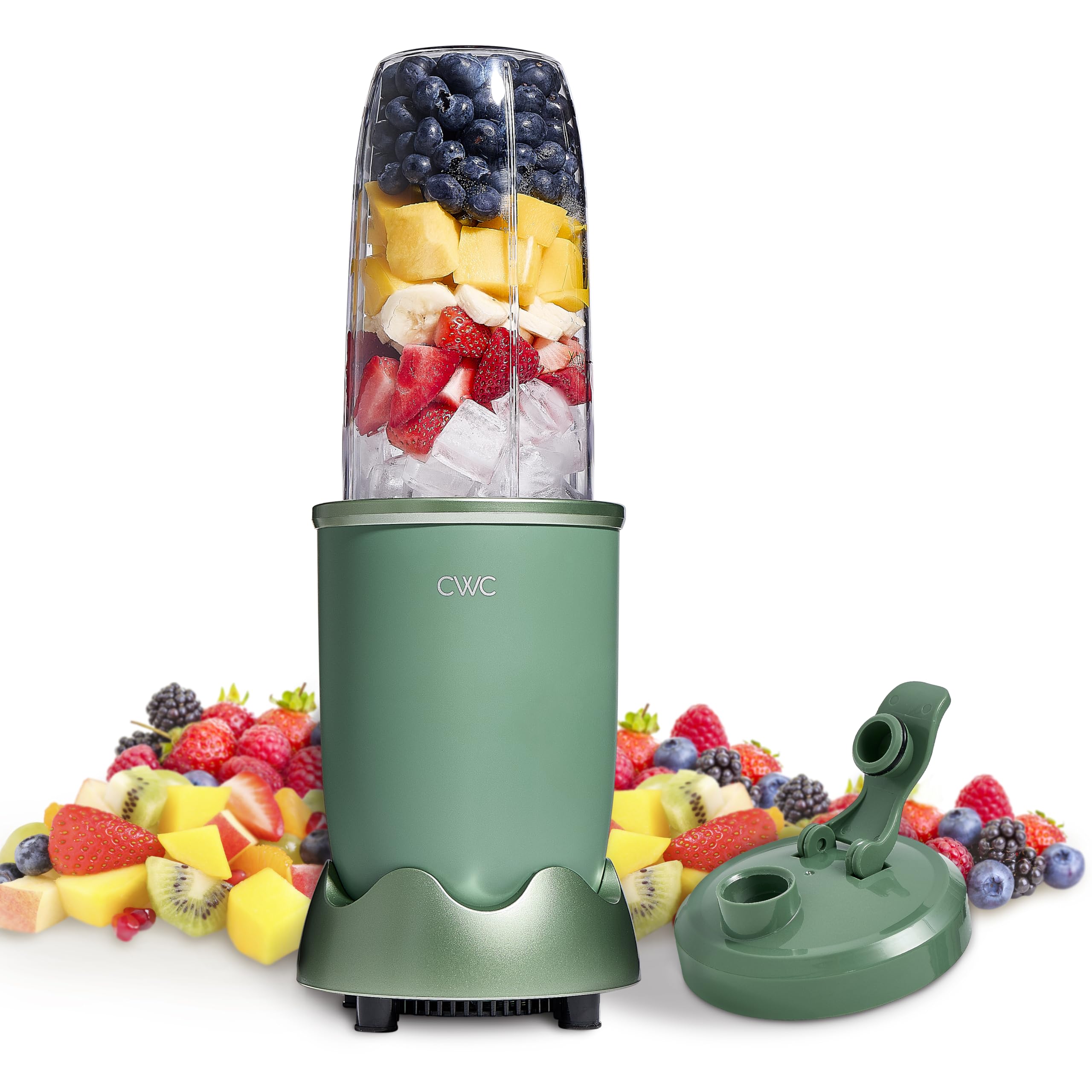 600W Personal Power Blender - 24oz BPA-Free Blender with Ice-Crushing Blades for Smoothies, Shakes & Juices | Anti-Slip Base & Easy Clean Design in Dark Sage | Perfect for Home Kitchen, Gym & Office Use