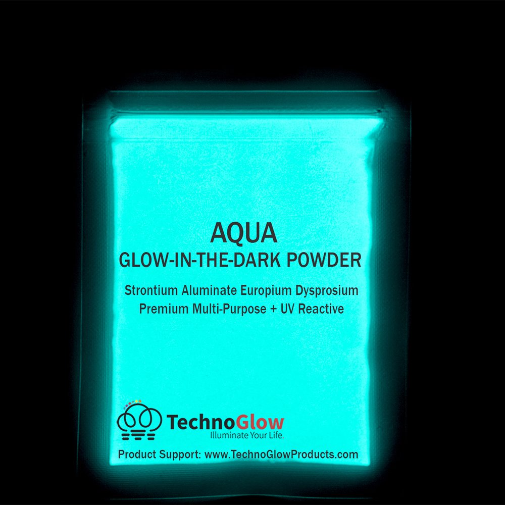 Glow in The Dark Pigment Powder - 2oz Waterproof & Non-Toxic for DIY Crafts, Halloween Decorations, and Nighttime Safety - Aqua Blue Luminous Paint for Art, Nails, and Body Paint