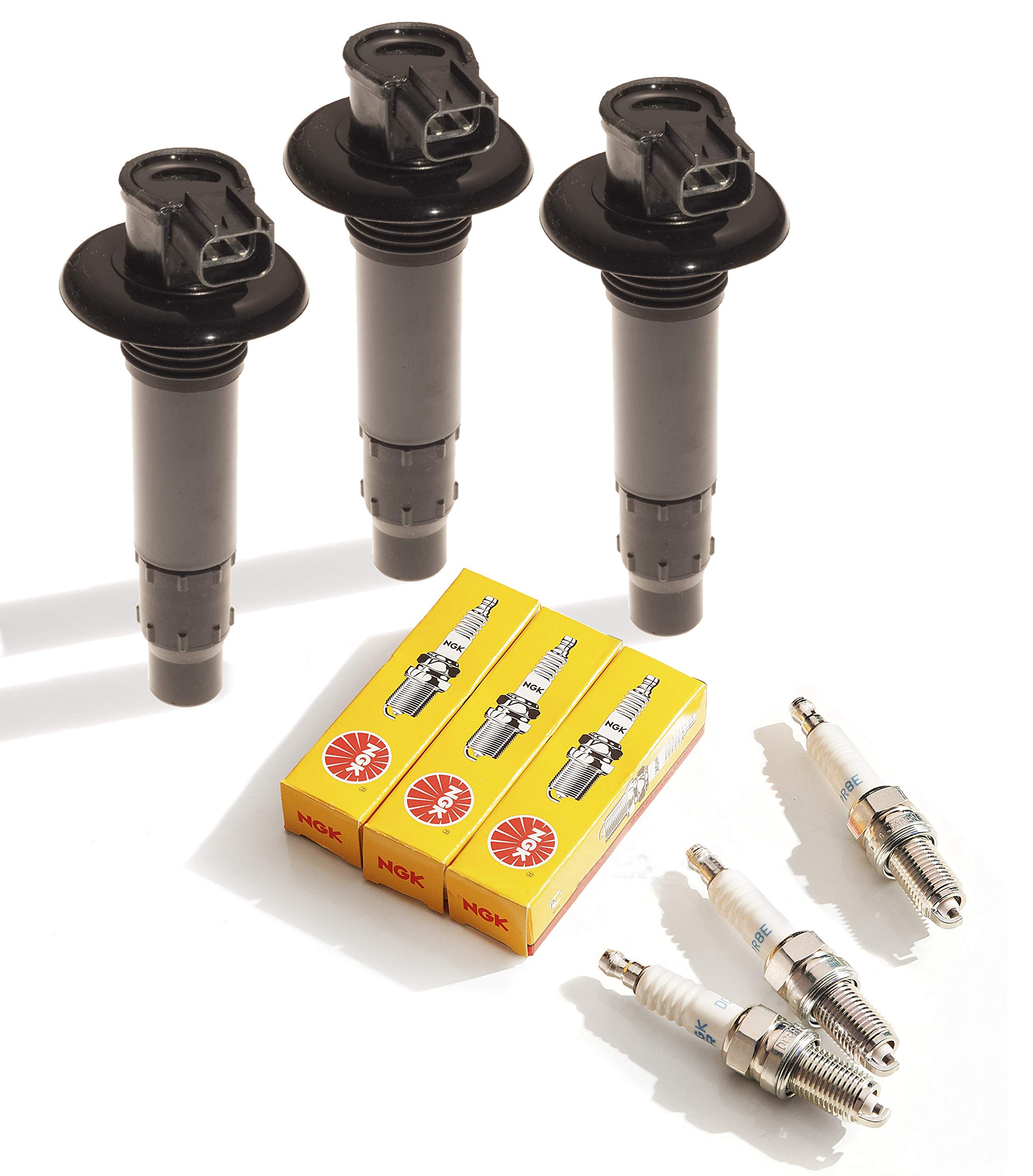 3 Pack Seadoo 4-Tec Ignition Coil & NGK Spark Plugs - Compatible with 130, 155, 185, 215, 255, 260 HP Models - Perfect for Jet Ski Engine Maintenance & Performance Upgrades
