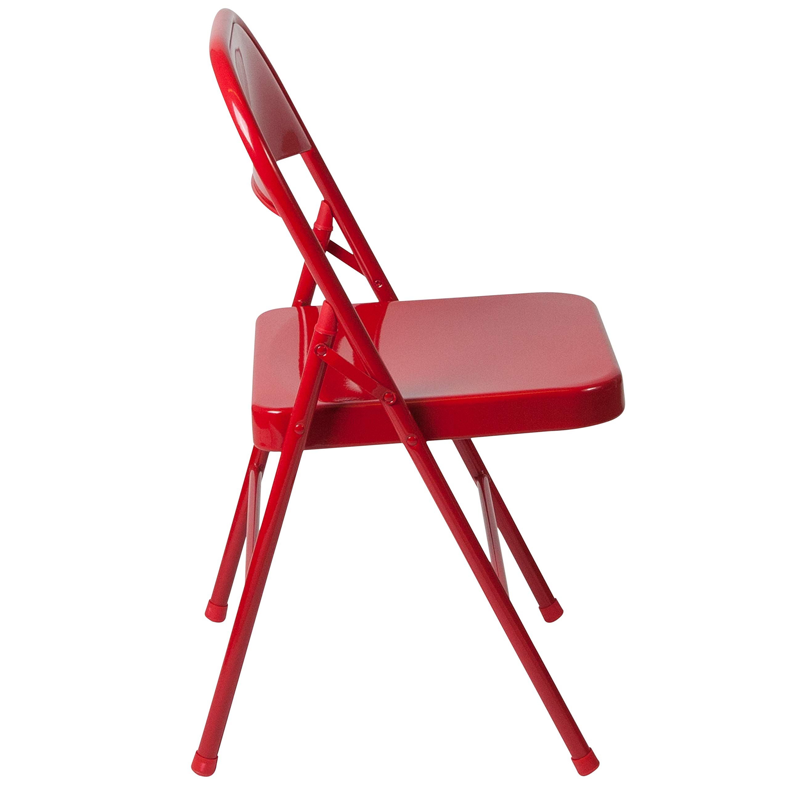 Flash Furniture HERCULES Series Heavy Duty Red Metal Folding Chair - Double Braced for Extra Strength - Perfect for Events, Parties, Outdoor Gatherings & Temporary Seating