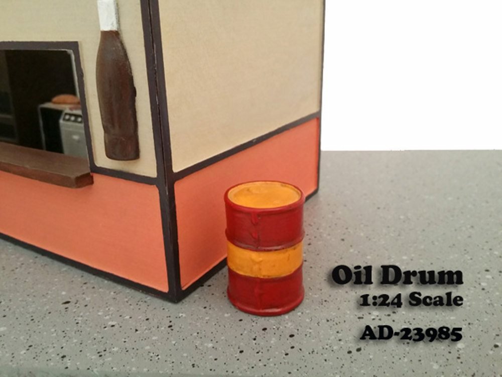 American Diorama 23985 - 2-Piece Oil Drum Accessory Set for 1:24 Scale Model Cars & Dioramas | Perfect for Miniature Scenes, Truck Displays & Collectors