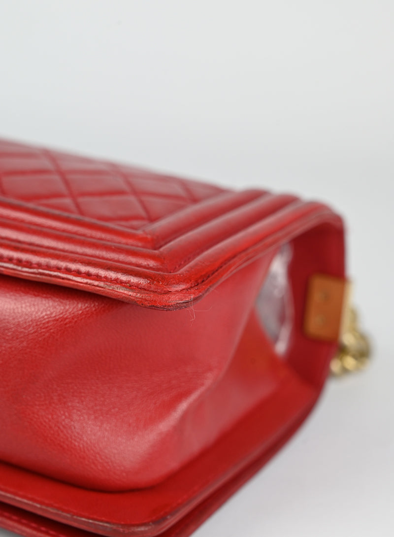 Chanel Boy Bag in Genuine Red Leather - Luxury Handbag for Women, Perfect for Parties, Dates & Special Occasions