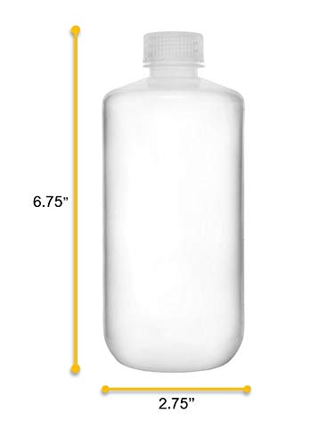 EISCO 6PK 500ml Reagent Bottles - Narrow Mouth Screw Cap Polypropylene Lab Bottles for Chemistry & Science Experiments - Translucent Chemical Storage Solution for Laboratories & Classrooms