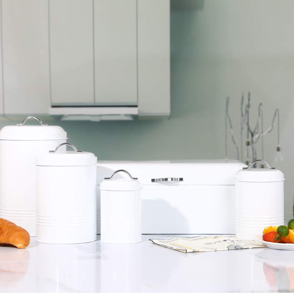 Stainless Steel Bread Box for Kitchen - 16.3x9x6.7 Inch Metal Bread Storage Container with Lid - Perfect for Countertop, Pantry & Bakery Organization (White)