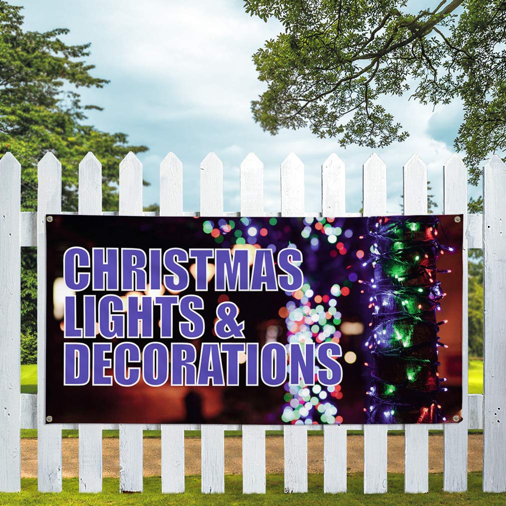 Vinyl Banner - 48x96 Inches Weatherproof Outdoor Sign with 8 Grommets for Christmas Decorations, Holidays & Special Occasions - Perfect for Yard, Party, and Commercial Use