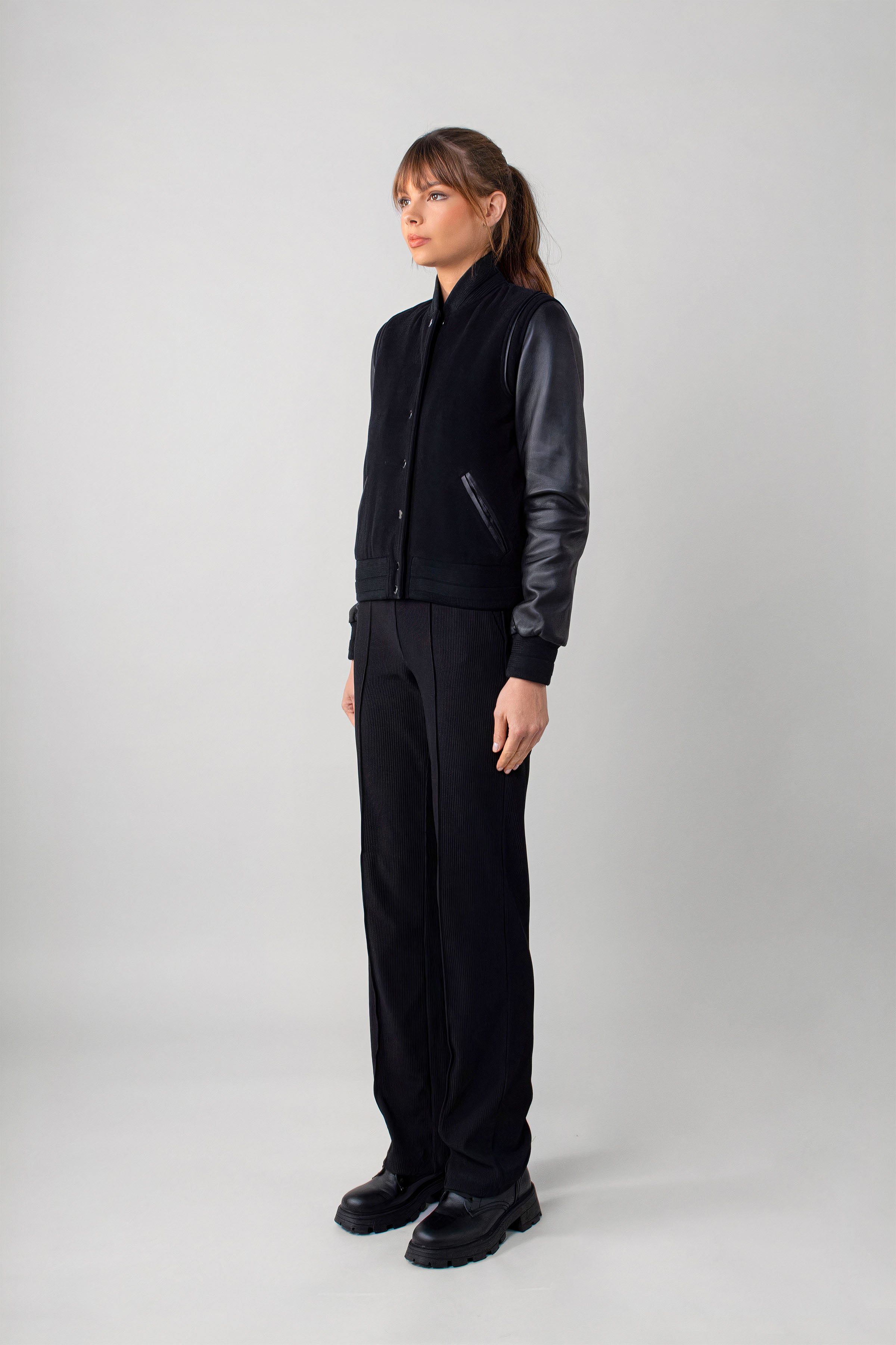 Varsity Noir Women's Jacket - Stylish & Comfortable Letterman Jacket for Casual Wear, Sports, and School Events