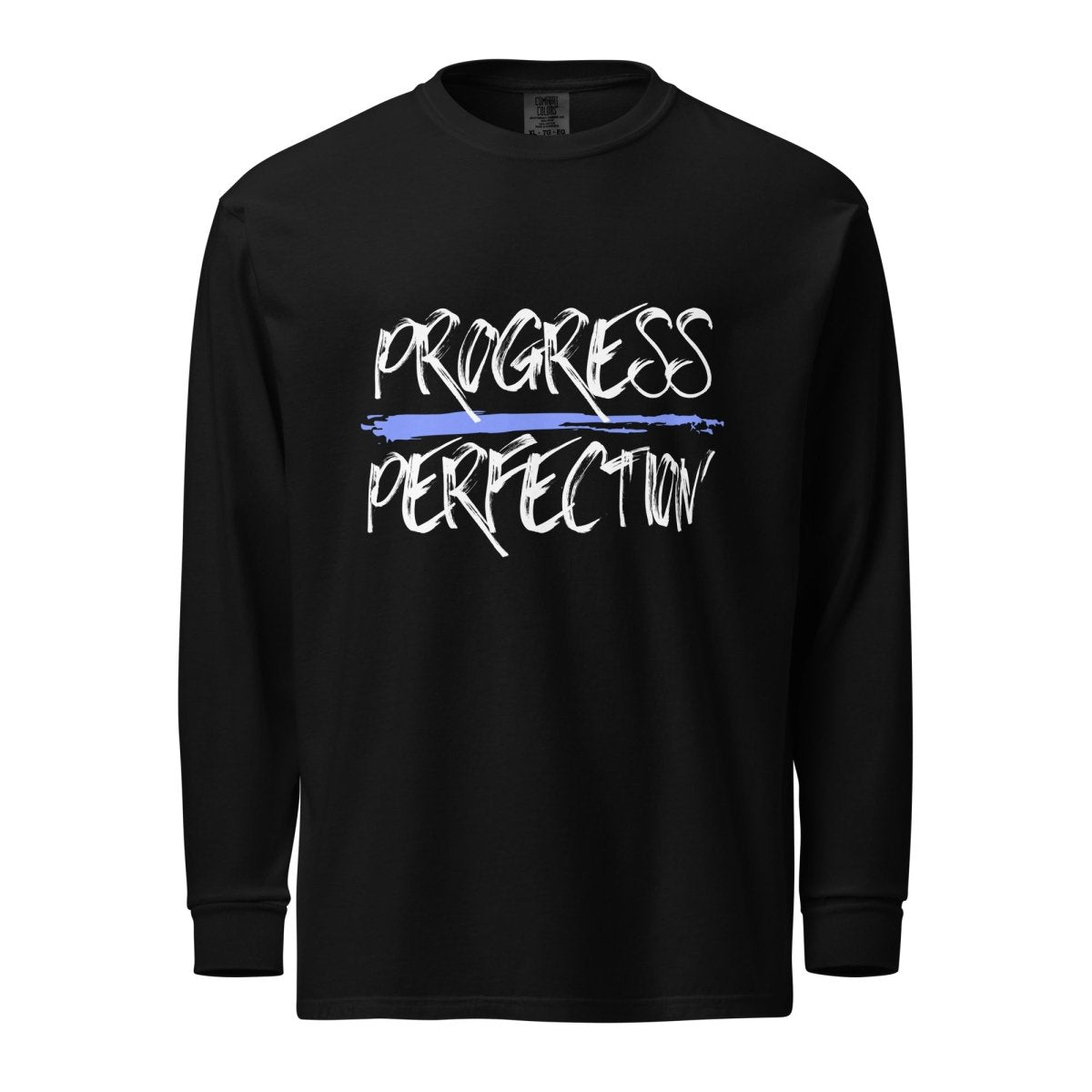Progress Over Perfection Heavyweight Unisex Long Sleeve T-Shirt - Comfortable Cotton Crewneck Top for Workouts, Casual Wear & Everyday Use