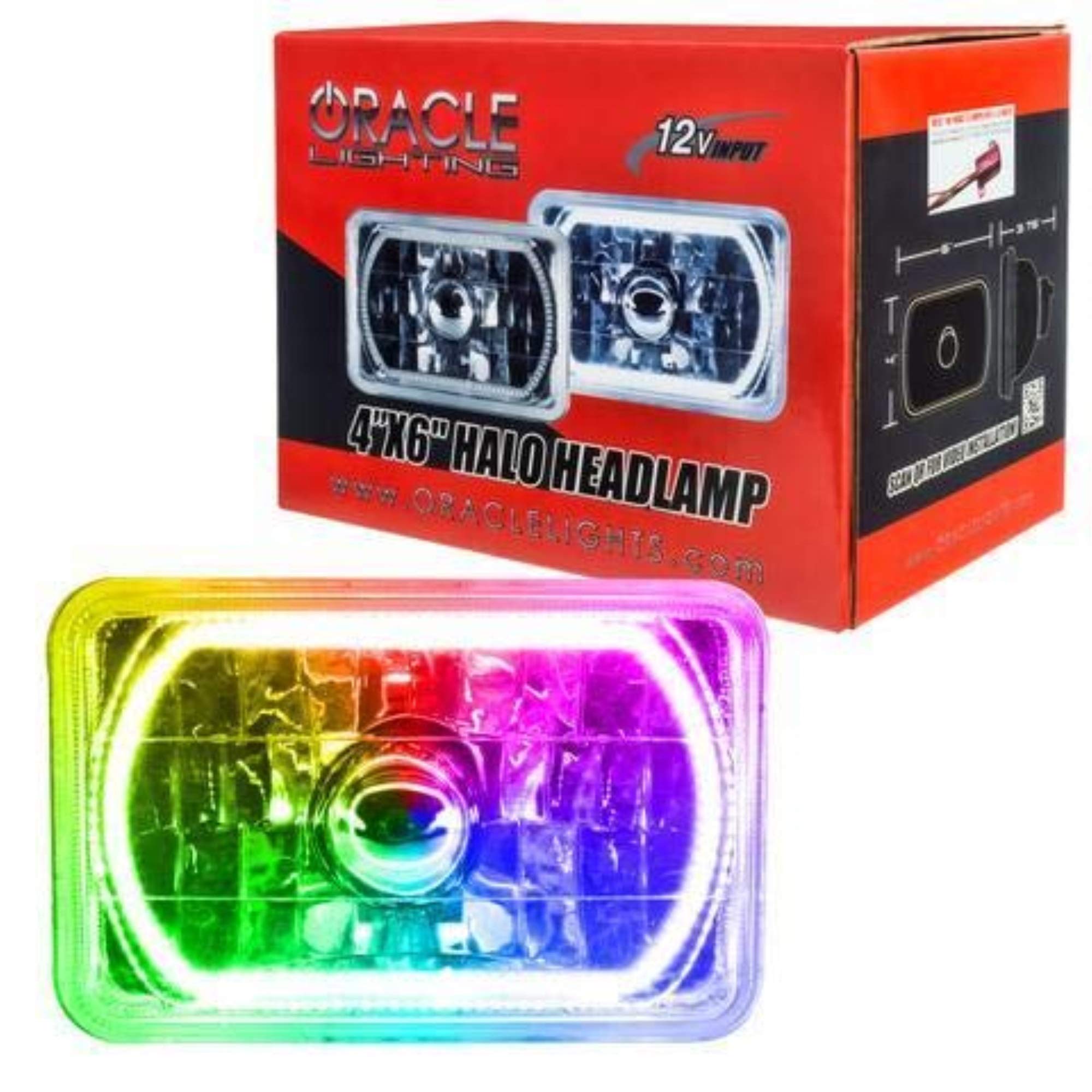 Oracle Lighting 6909-333: 4x6 Inch Sealed Beam LED Headlights with Color-Shifting Halo Ring - Pre-Installed for Easy Upgrade | Perfect for Jeep Wrangler, Trucks & Off-Road Vehicles