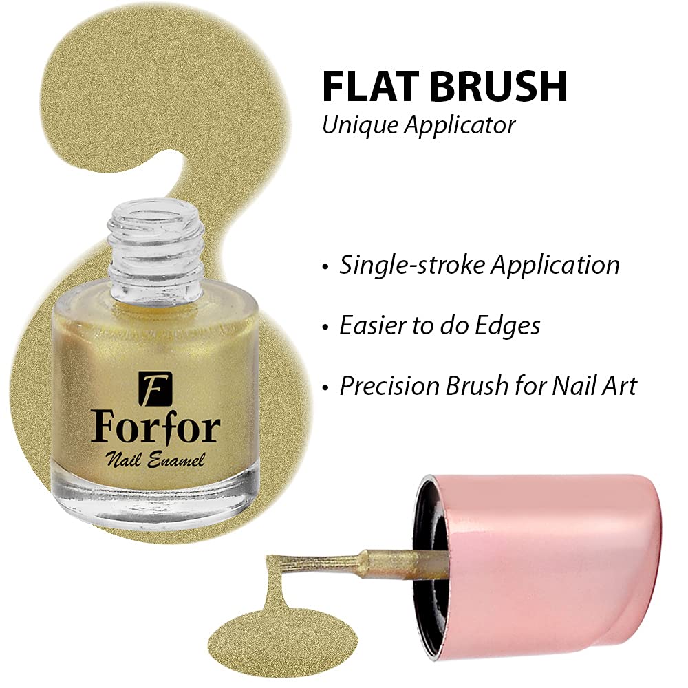 FORFOR® Perfect Stay Glitter Nail Polish - Long Lasting Shine, Chip Resistant, Vegan & Cruelty Free (Gold Glitz) for Parties, Weddings & Special Occasions