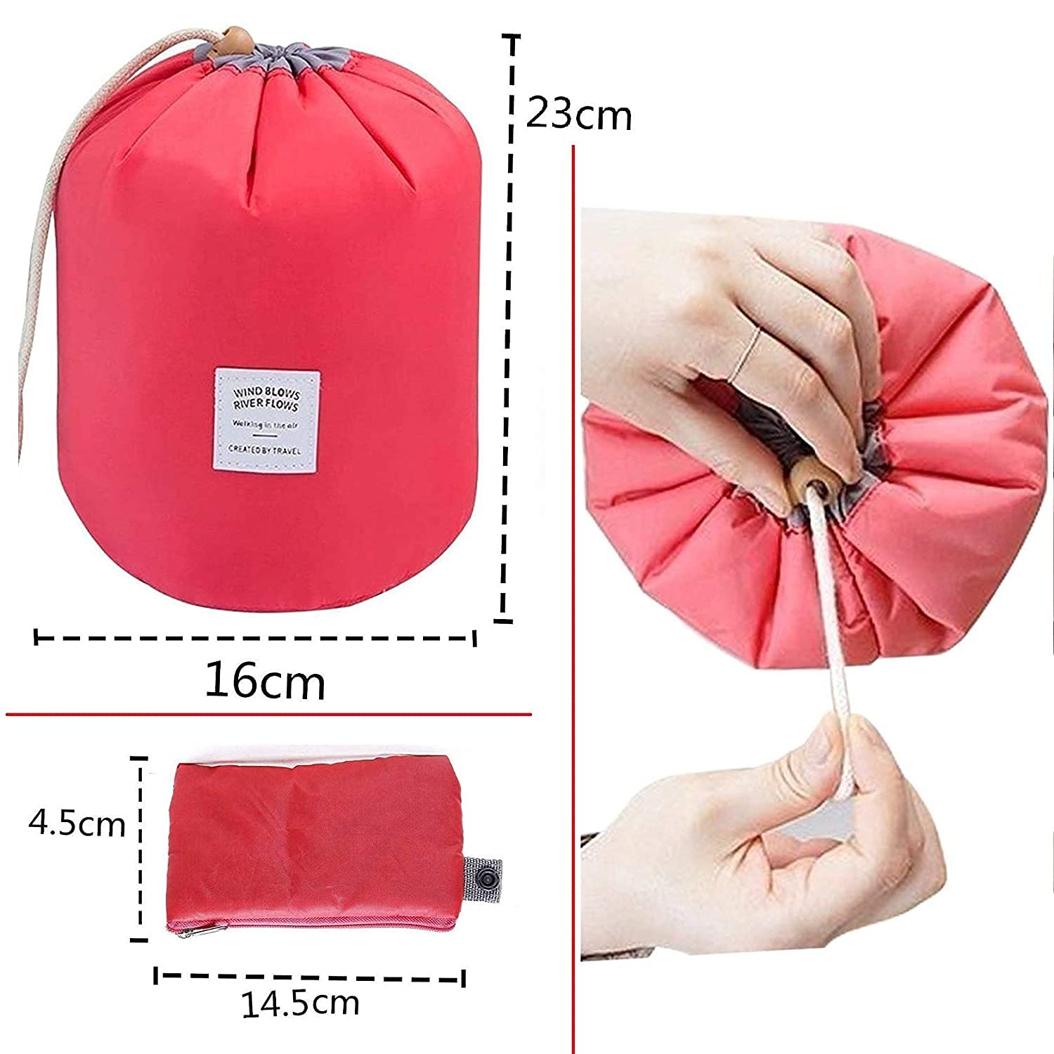 SPRADE Premium Round Toiletry Bag - Barrel Shaped Cosmetic Organizer for Women & Girls | Waterproof Travel Makeup Pouch for Vacation, Gym & Daily Use