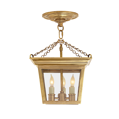 Semi Flush Mount Lantern Light Fixture - Modern Farmhouse Ceiling Light for Kitchen, Dining Room, or Entryway