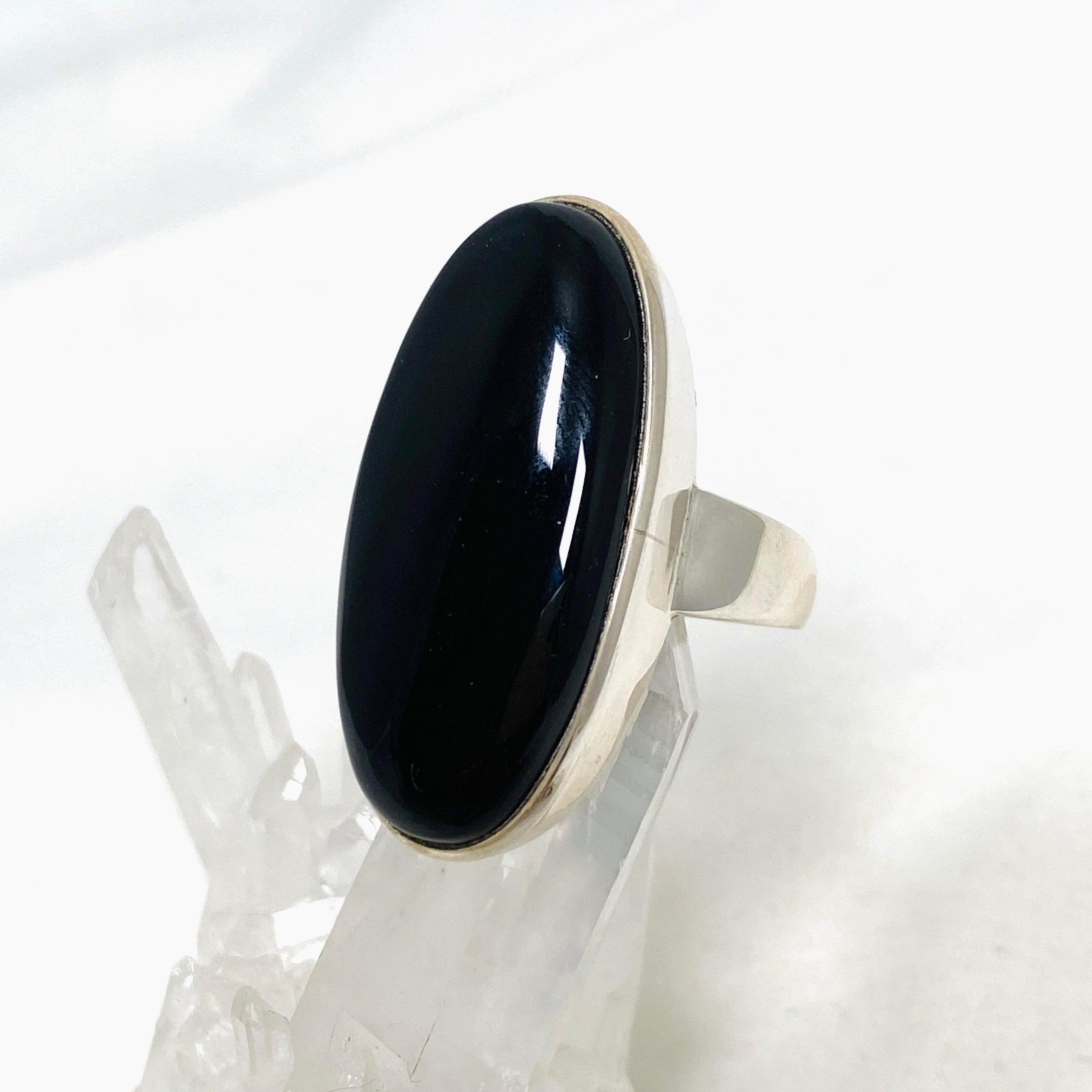 Onyx Oval Ring for Women - Size 11 Sterling Silver Gothic Jewelry PRGJ433 - Perfect for Weddings, Parties and Everyday Elegant Style