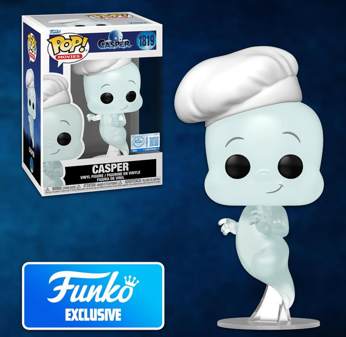 Casper the Friendly Ghost with Chef Hat Funko Pop! Vinyl Figure - Collectible Toy for Halloween, Movie Fans & Funko Enthusiasts - Perfect for Display, Gifts & Pop Culture Decor