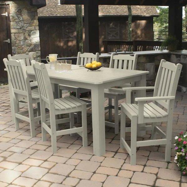 Lehigh 7-Piece Rectangular Counter Height Outdoor Dining Set - Patio, Garden, Backyard Furniture for Dining & Entertaining
