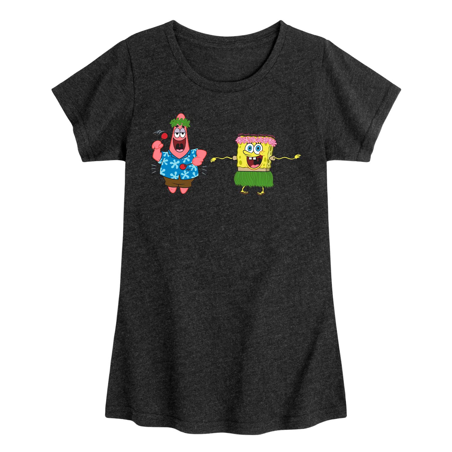 Spongebob Squarepants Hula Dance Short Sleeve T-Shirt for Toddler & Youth Girls | Soft Cotton Kids Tee | Fun Cartoon Character Shirt for Playdates, Birthday Parties & Summer Outfits