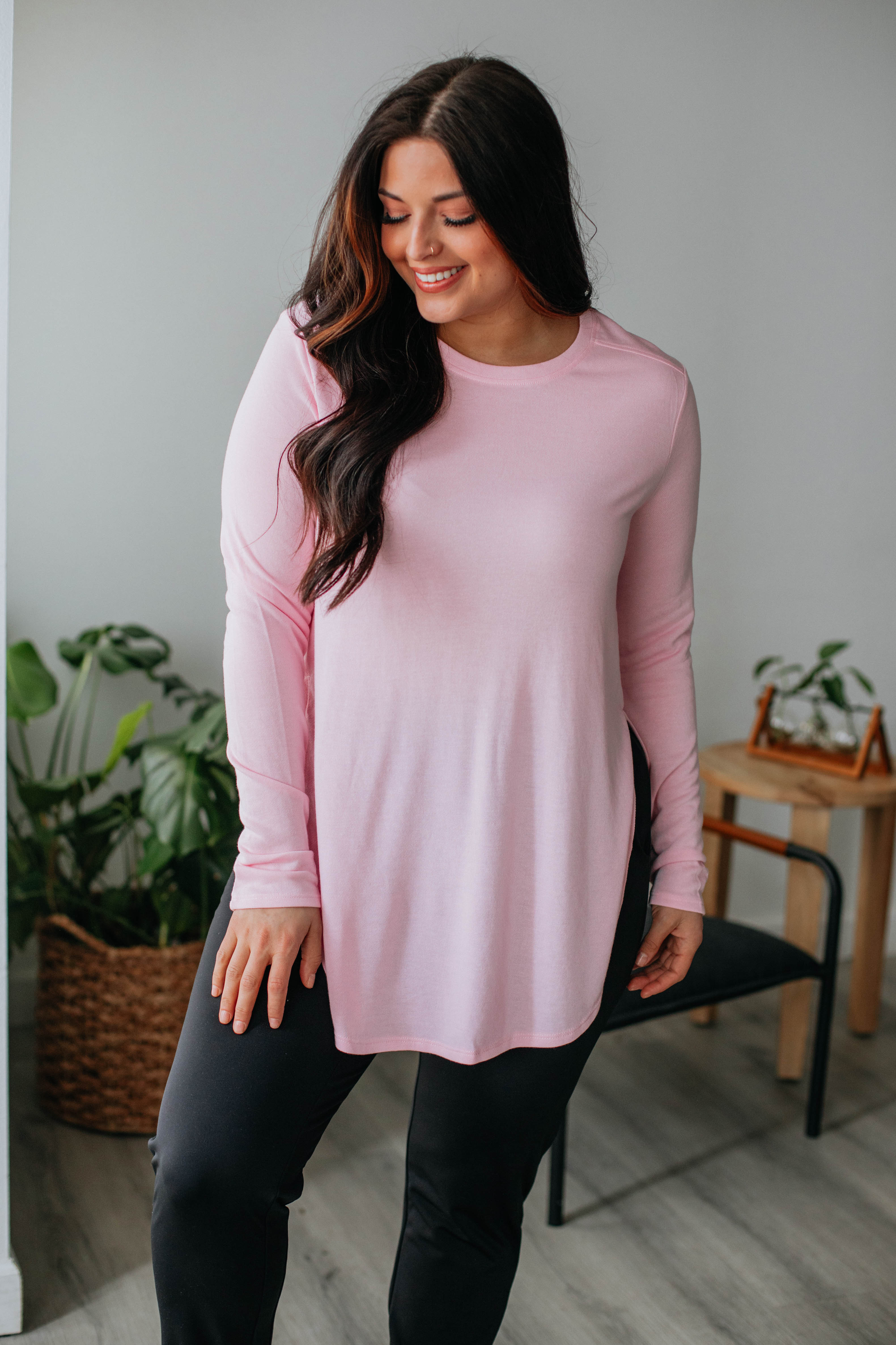 Jardin Women's Long Sleeve Blush Top - Soft Casual Shirt for Everyday Wear, Office & Date Night Outfits