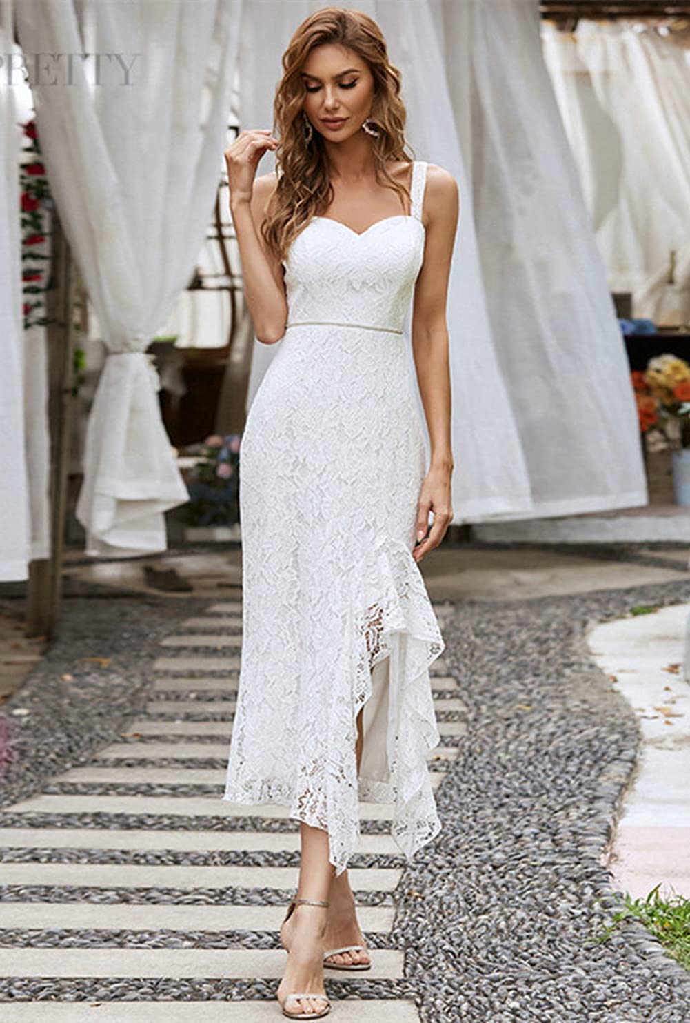Elegant Women's Lace Evening Dress Sweetheart Neckline Wedding Party Gown - Perfect for Bridal Shower, Prom, Cocktail Party & Formal Occasions
