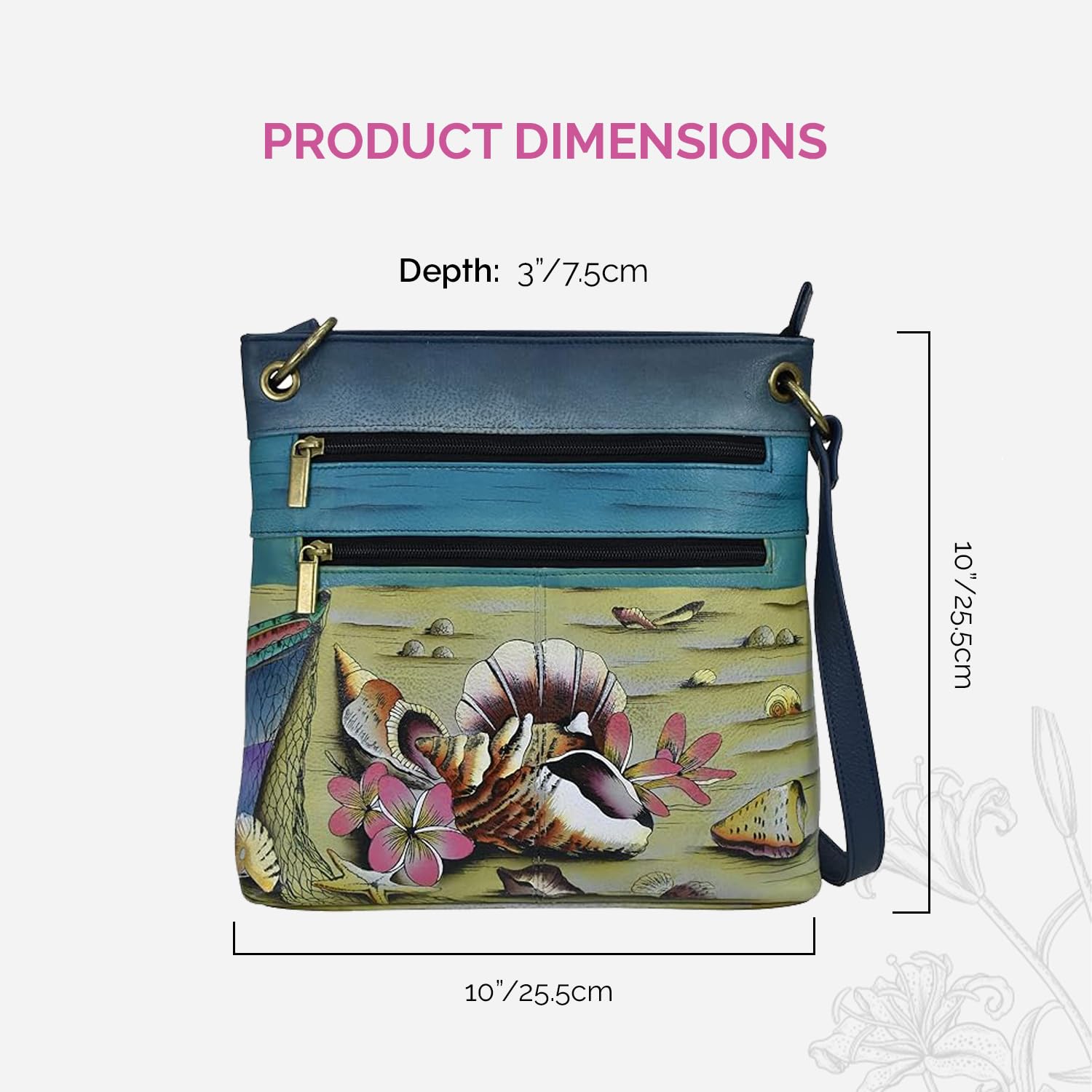 Anuschka Anna Women's Hand-Painted Leather Medium Crossbody Bag - Stylish Shoulder Tote for Work, Travel & Everyday Use