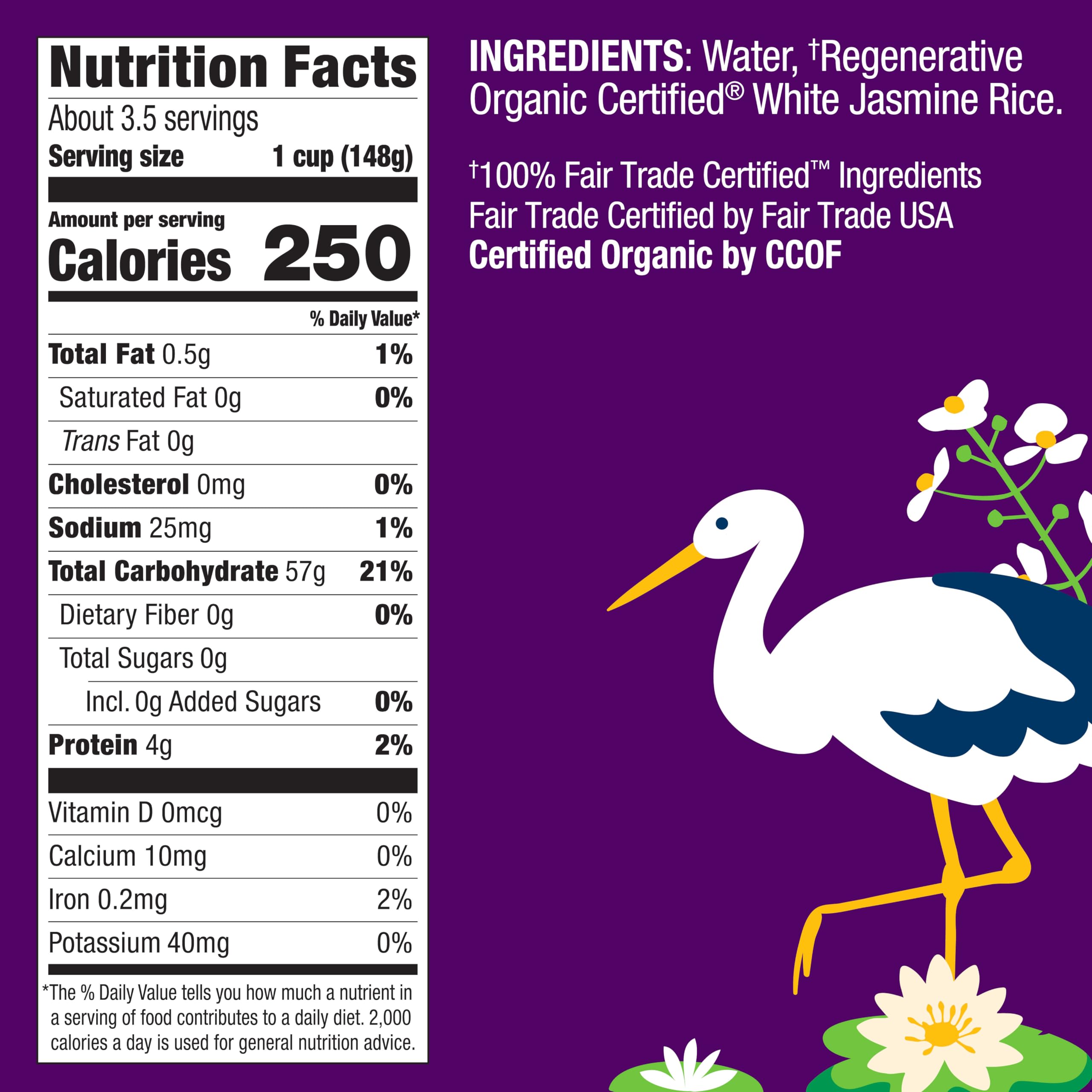 Organic White Jasmine Rice 2-Pack - Long Grain, Fluffy & Aromatic - Microwave or Stovetop Ready in 2 Minutes - Regenerative Organic Certified - 17.3 Oz Each - Perfect for Quick Meals, Asian Cuisine & Healthy Cooking