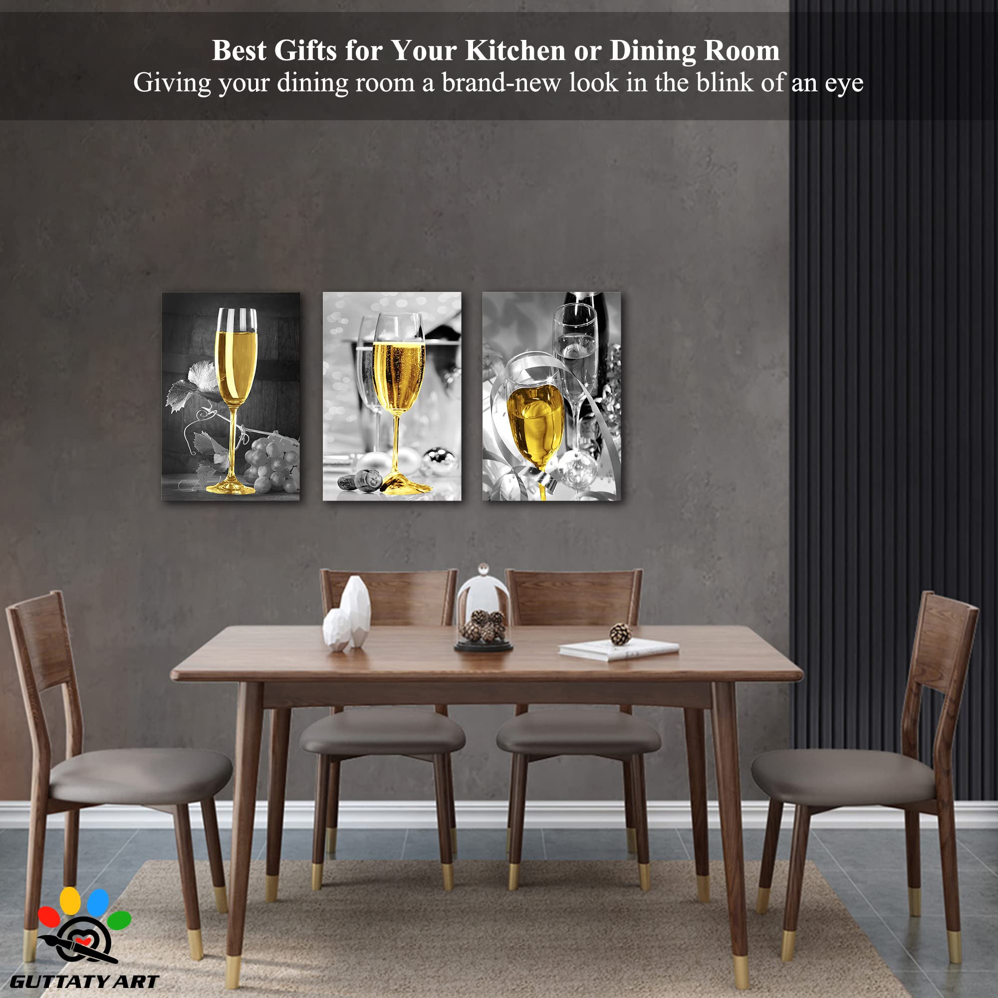 GUTTATY Modern Black and White Canvas Wall Art - 12