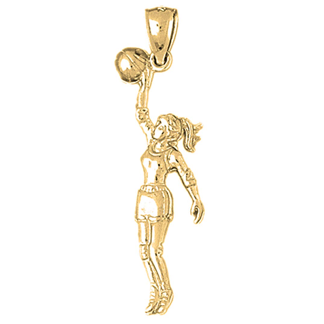 14K Yellow Gold Basketball Player Pendant Necklace - 43mm Sports Jewelry for Men, Gift for Basketball Lovers, Athletes & Coaches - Perfect for Games, Graduation & Special Occasions
