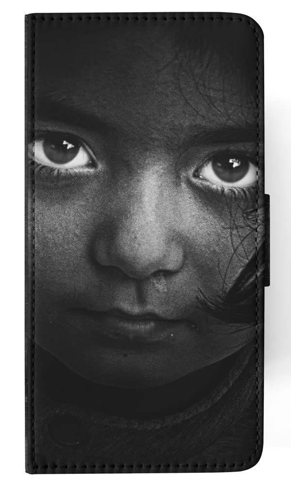 Scary Girls Face Flip Wallet Phone Case for Apple iPhone XR - Horror Themed Protective Cover with Card Slots | Perfect for Halloween, Cosplay & Horror Fans