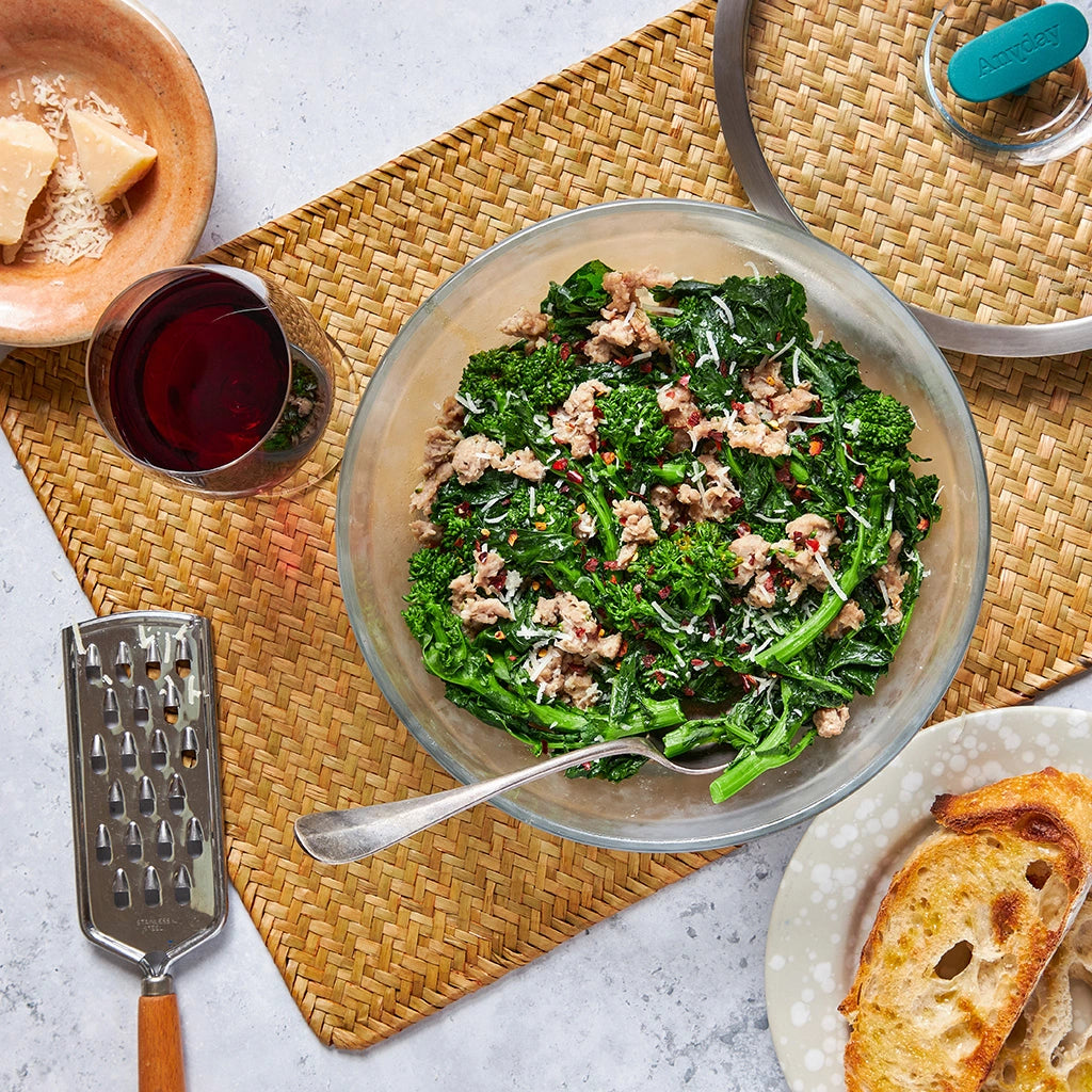 Fresh Broccoli Rabe with Italian Sausage & Parmesan Cheese - Healthy Italian Side Dish for Pasta, Pizza & Family Dinners